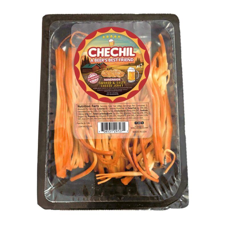Chechil Smoked and Salty Cheese Jerky Sticks 4 Pack, the ultimate pairing for beer, tailgates, hiking, and on-the-go snacking