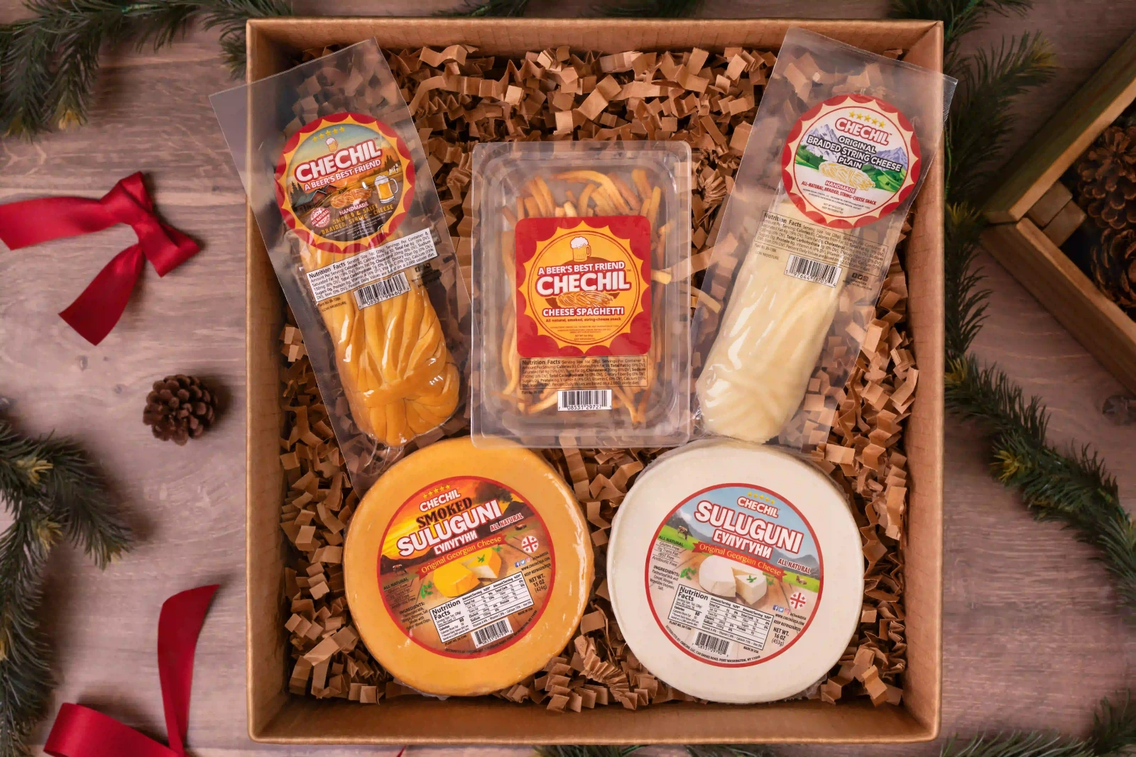Chechil Cheese Sampler Variety Gift Box Top (1) Chechil Cheese Sampler Variety Gift Box Top (1)
